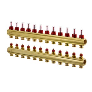 Danfoss Manifold FHF-F, Brass, Number of heating manifold connections [loops] [Max]: 12, 6 bar