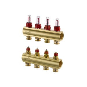 Danfoss Manifold FHF-F, Brass, Number of heating manifold connections [loops] [Max]: 4, 6 bar