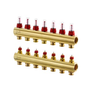 Danfoss Manifold FHF-F, Brass, Number of heating manifold connections [loops] [Max]: 7, 6 bar